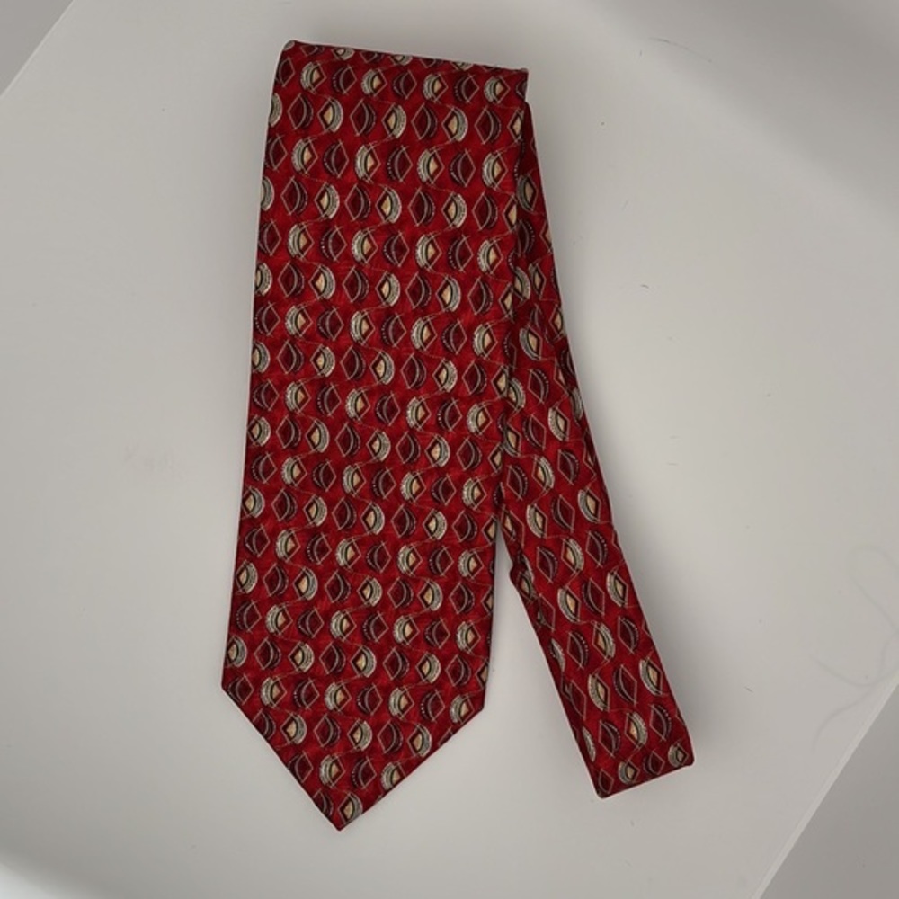 Ermenegildo Zegna Red Silk Tie Made in Italy - Picture 8 of 9